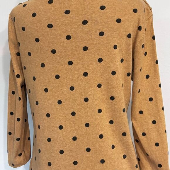 Land's End | Women’s Tan Black Polka Dot Boat Neck Cotton Sweater Top Size S - Picture 10 of 15